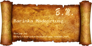 Barinka Modesztusz névjegykártya